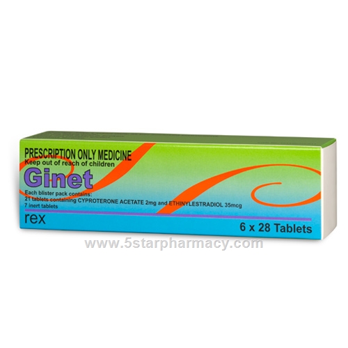 Ginet (Cyproterone acetate/Ethinylestradiol 2mg/0.035mg) 168 Tablets/Pack