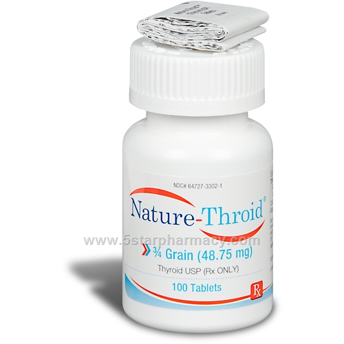 Nature-Throid 0.75 Grain (48.75mg) - 100 Tabs/Bottle